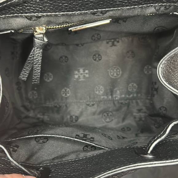 Tory Burch Thea Mini Backpack Black Pebbled Leather Purse Bag - Picture 11 of 15